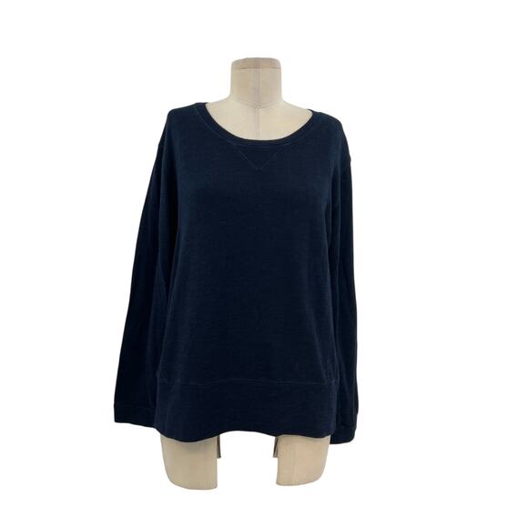 Monrow Supersoft Crew Neck Sweatshirt Long Sleeve Navy Blue Size Large - Picture 2 of 10